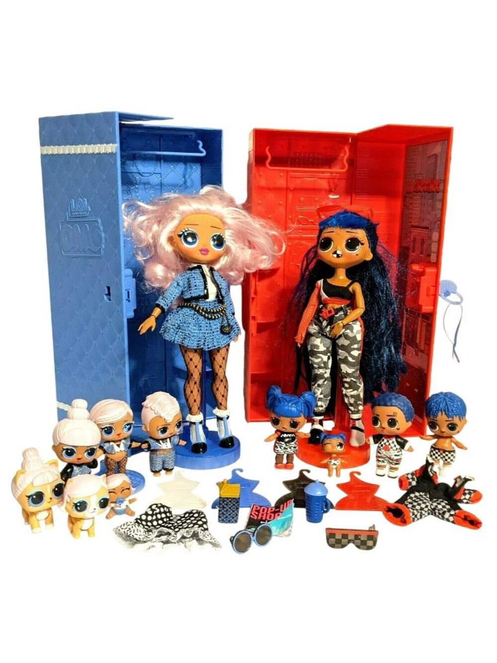 LOL Surprise OMG Downtown BB Uptown Girl Locker Sets Big Sister Pet Accessories